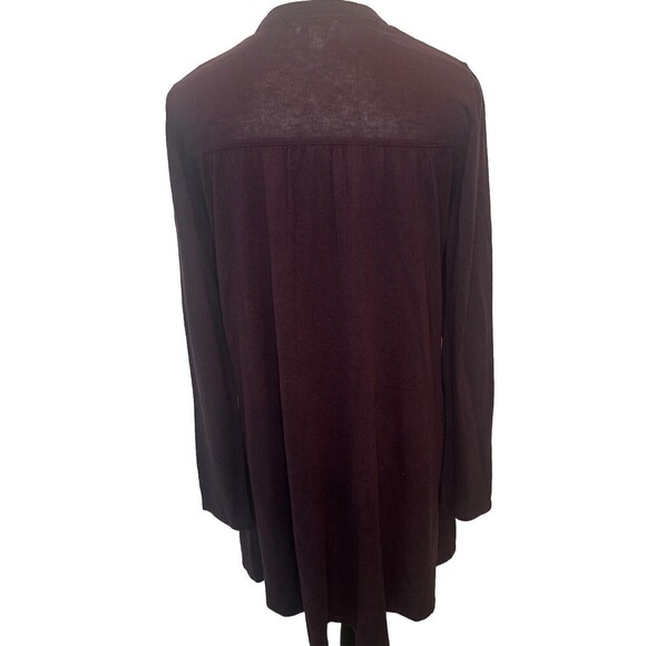 J. Jill Deep PURPLE Button Front Long Knit Cardigan Pockets Cotton Rayon M Tall - Picture 3 of 9
